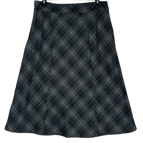 Christopher & Banks Grey Plaid A-Line Skirt with Buckle Detail Size 8 - Picture 2 of 10